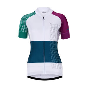HOLOKOLO Cyklistický dres s krátkým rukávem - ENGRAVE LADY - bílá/fialová/modrá L