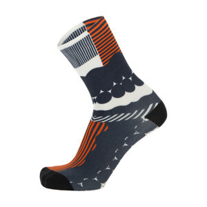 SANTINI Cyklistické ponožky klasické - OPTIC - oranžová/šedá/bílá M