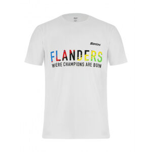 SANTINI Cyklistické triko s krátkým rukávem - UCI FLANDERS CHAMP - bílá XL