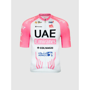 PISSEI Cyklistický dres s krátkým rukávem - UAE TEAM EMIRATES REPLICA GIRO D'ITALIA 2024 - bílá/růžová XL