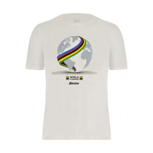 SANTINI Cyklistické triko s krátkým rukávem - WORLD UCI OFFICIAL - bílá S